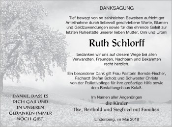 Traueranzeige von Ruth Schlorff von Demminer Zeitung