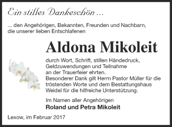 Traueranzeige von Aldona Mikoleit von Müritz-Zeitung