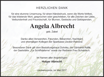 Traueranzeige von Angela Albrecht von Haff-Zeitung