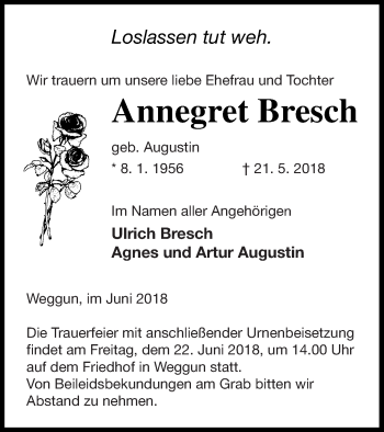 Traueranzeige von Annegret Bresch von Prenzlauer Zeitung