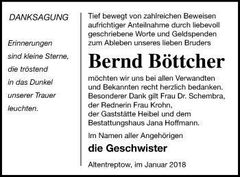 Traueranzeige von Bernd Böttcher von Neubrandenburger Zeitung