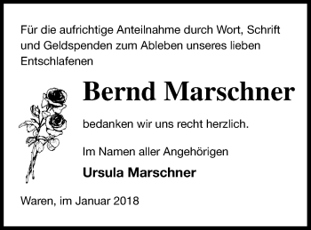 Traueranzeige von Bernd Marschner von Müritz-Zeitung