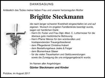 Traueranzeige von Brigitte Steckmann von Prenzlauer Zeitung