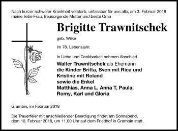 Traueranzeige von Brigitte Trawnitschek von Haff-Zeitung