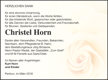 Traueranzeige von Christel Horn von Pasewalker Zeitung