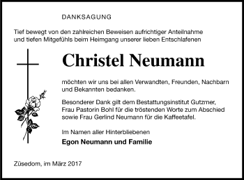 Traueranzeige von Christel Neumann von Pasewalker Zeitung