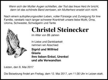 Traueranzeige von Christel Steinecker von Müritz-Zeitung