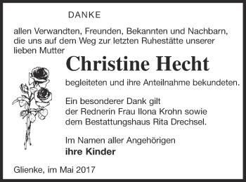 Traueranzeige von Christine Hecht von Neubrandenburger Zeitung