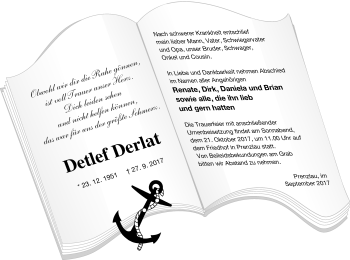 Traueranzeige von Detlef Derlat von Prenzlauer Zeitung
