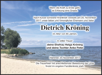 Traueranzeige von Dietrich Kröning von Haff-Zeitung