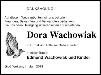 Traueranzeige von Dora Wachowiak von Mecklenburger Schweiz