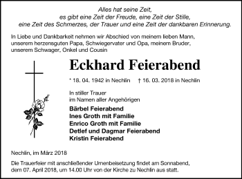 Traueranzeige von Eckhard Feierabend von Prenzlauer Zeitung