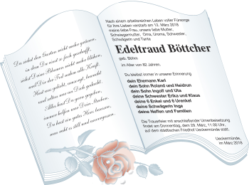 Traueranzeige von Edeltraud Böttcher von Haff-Zeitung