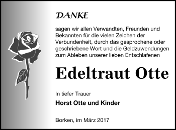 Traueranzeige von Edeltraut Otte von Pasewalker Zeitung