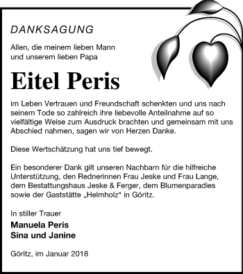 Traueranzeige von Eitel Peris von Prenzlauer Zeitung