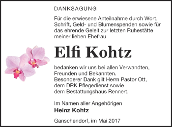 Traueranzeige von Elfi Kohtz von Demminer Zeitung