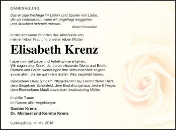 Traueranzeige von Elisabeth Krenz von Prenzlauer Zeitung