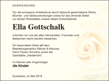 Traueranzeige von Ella Gottschalk von Vorpommern Kurier