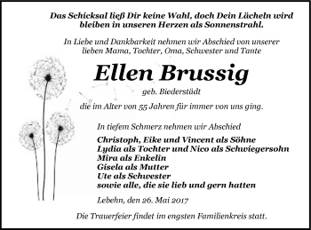 Traueranzeige von Ellen Brussig von Pasewalker Zeitung