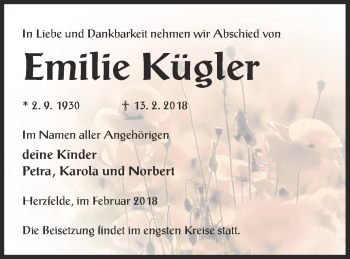 Traueranzeige von Emilie Kügler von Templiner Zeitung