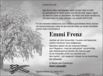 Traueranzeige von Emmi Frenz von Haff-Zeitung