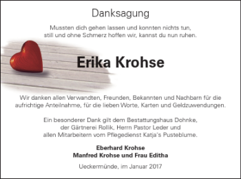 Traueranzeige von Erika Krohse von Haff-Zeitung