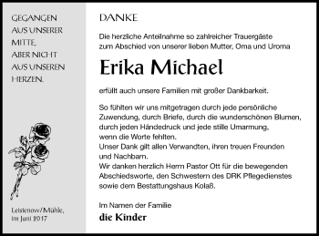 Traueranzeige von Erika Michael von Demminer Zeitung