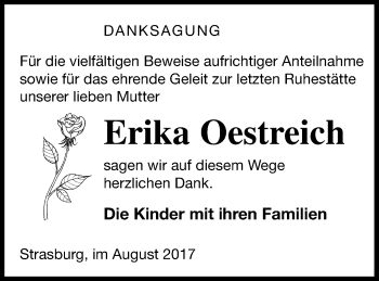 Traueranzeige von Erika Oestreich von Pasewalker Zeitung