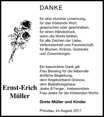 Traueranzeige von Ernst-Erich Müller von Prenzlauer Zeitung