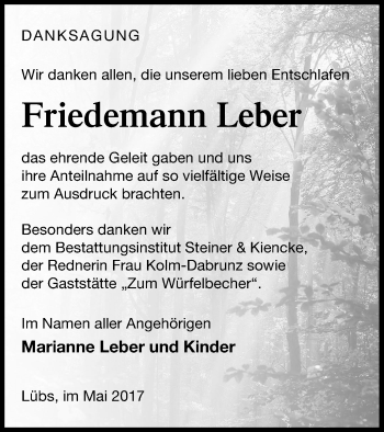 Traueranzeige von Friedemann Leber von Haff-Zeitung