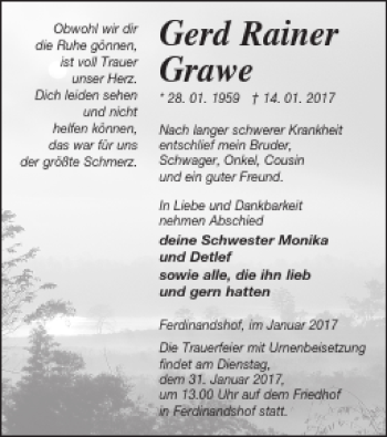Traueranzeige von Gerd Rainer Garwe von Haff-Zeitung