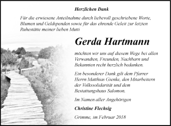 Traueranzeige von Gerda Hartmann von Prenzlauer Zeitung