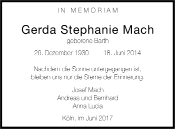 Traueranzeige von Gerda Stephanie Mach von Neubrandenburger Zeitung