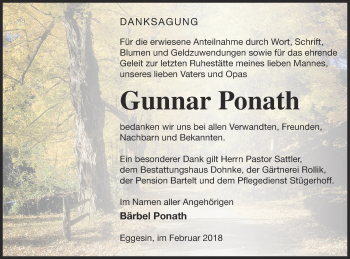 Traueranzeige von Gunnar Ponath von Haff-Zeitung