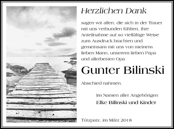 Traueranzeige von Gunter Bilinski von Neubrandenburger Zeitung