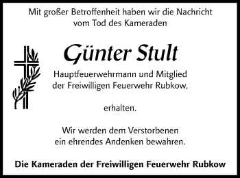 Traueranzeige von Günter Stult von Vorpommern Kurier