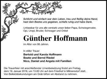 Traueranzeige von Günther Hoffmann von Templiner Zeitung