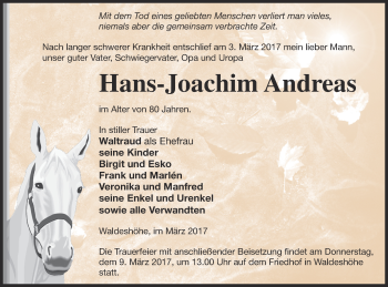 Traueranzeige von Hans-Joachim Andreas von Pasewalker Zeitung