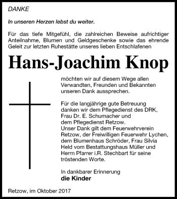 Traueranzeige von Hans-Joachim Knop von Templiner Zeitung