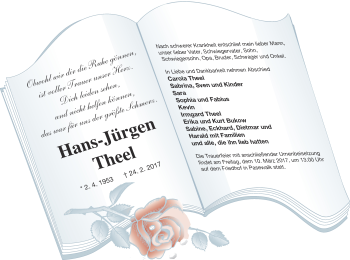 Traueranzeige von Hans-Jürgen Theel von Pasewalker Zeitung