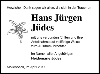 Traueranzeige von Hans Jürgen Jüdes von Strelitzer Zeitung