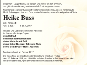 Traueranzeige von Heike Buss von Prenzlauer Zeitung