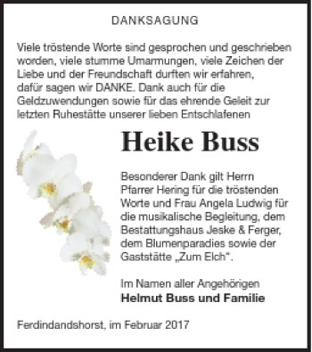 Traueranzeige von Heike Buss von Prenzlauer Zeitung
