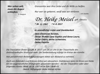 Traueranzeige von Heike Meisel von Haff-Zeitung