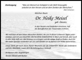 Traueranzeige von Heike Meisel von Haff-Zeitung