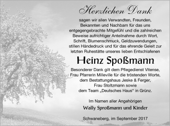 Traueranzeige von Heinz Spoßmann von Prenzlauer Zeitung