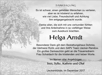 Traueranzeige von Helga Arndt von Haff-Zeitung