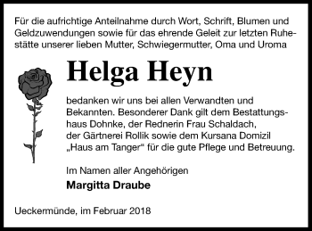 Traueranzeige von Helga Heyn von Haff-Zeitung
