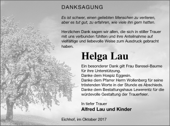 Traueranzeige von Helga Lau von Haff-Zeitung