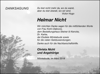 Traueranzeige von Helmar Nicht von Haff-Zeitung